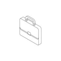 Briefcase left view Black Outline icon vector isometric. Flat style vector illustration.