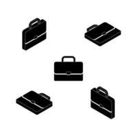 Briefcase Isometric and Flat White Outline icon vector. Flat style vector illustration.