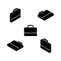 Briefcase Isometric and Flat White Outline icon vector. Flat style vector illustration.