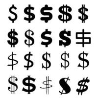 dólar icono vector colocar. dinero ilustración firmar recopilación. Finanzas símbolo o logo.