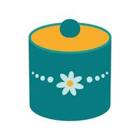 Dishes. Jar for sugar, spices, seasonings with floral ornament. vector