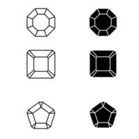 Sapphire precious jewels icon vector set. Geometric gems diamonds illustration sign collection. Gem  symbol.