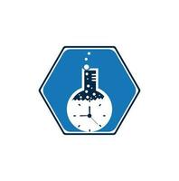 time lab logo, illustration time of lab entry and blue color isolated white background vector