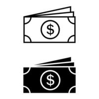 dinero icono vector colocar. Finanzas ilustración firmar colección billetera símbolo o logo.