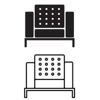 mueble negro íconos vector colocar. Sillón ilustración firmar recopilación. sofá símbolo o logo.