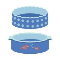 Dishes. A set of kitchen round baking dish, pan. vector