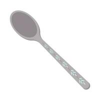 Dishes. A tablespoon with a floral ornament on the handle. vector