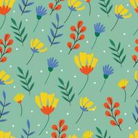 Spring floral plants seamless pattern vector