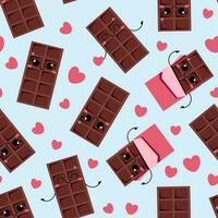 Milk chocolate seamless pattern with hearts on a blue background vector