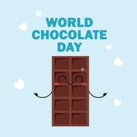 Satisfied smiling kawaii chocolate bar for World Chocolate Day vector