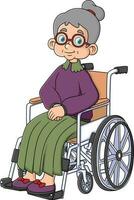 Grandmother sits in a wheelchair on a white background vector