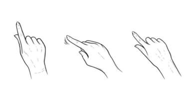 Index finger gestures for smartphone or tablet. Tap, swipe or slide gestures for devices with touchscreens. Vector illustration isolated in white background