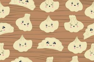 Dumplings, pierogi, vareniki, pelmeni seamless pattern. Dumplings on background. vector