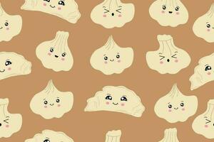 Dumplings, pierogi, vareniki, pelmeni seamless pattern. Dumplings on background. vector