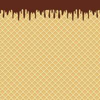 Waffle background, ice cream cone texture, sweet dessert wafer pattern, space for your text. Vector illustration