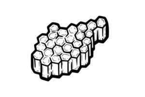 Hoheycomb full of honey. Piece of comb with hexagonal cells. Monochrome vector illustration