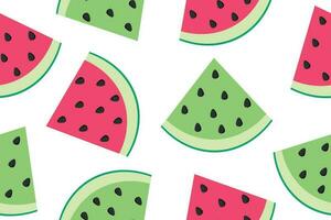 Seamless pattern of watermelon slices. Cute watermelon slice design, seamless wallpaper, background, color background. Vector