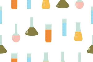 school seamless pattern for chemistry minzurki of different sizes and colors. Vector illustration