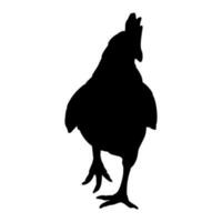 Hen or chicken silhouette isolated in white background. Free grazing hen bird in the runch vector