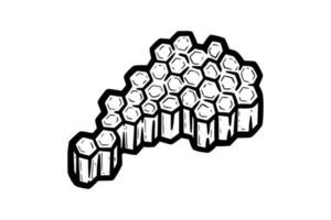 Hoheycomb full of honey. Piece of comb with hexagonal cells. Monochrome vector illustration