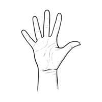 Five raised fingers as a greeting to say Hi. Highfive gesture axpressinf approval or salutation. Vector illustration isolated in white background