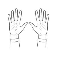 Stop sign with two hands up. Stop hand gesture isolated in white background. Vector illustration