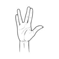 Vulcan greeting and salute gesture. Live long and prosper hand sign. Vector illustration isolated in white background