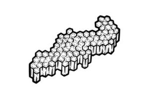 Hoheycomb full of honey. Piece of comb with hexagonal cells. Monochrome vector illustration