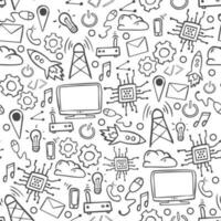 Vector seamless pattren on the topic of technology, communications and science. Design for wallpapers, paper, texture, textile or fabric.