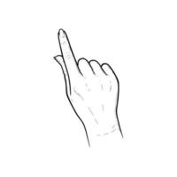 Index finger pointing on something. Tap, swipe or slide finger gestures for devices with touchscreens. Vector illustration isolated in white background