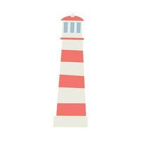 Lighthouse building icon. Coastal lighthouse lantern tower, vector navigational lighthouse. Maritime travel, tourism beacon. Vector