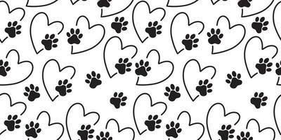 Seamless drawing of a pet's paw in the heart. A trace of a pet. The concept of love. vector