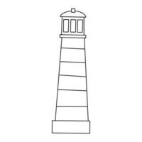 Continuous one line drawing of lighthouse tower. Simple illustration of castle, seacoast lineart vector illustration. Vector