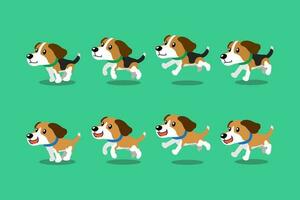 Vector cartoon character beagle dog running step