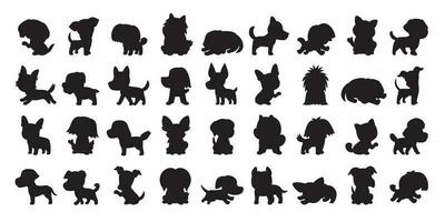 Different type of vector silhouette dogs