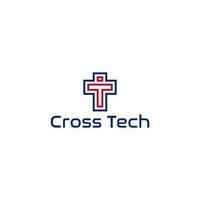 T Cross Tech Logo Design Vector