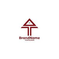 T Triangle Home Logo Design Vector