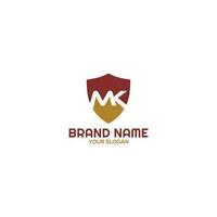 initial MK shield logo design vector