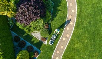 Landscaping Job Grass Mowing Aerial photo