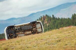 Rollover Car Out of Highway photo