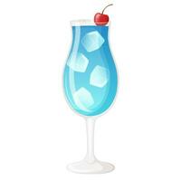 Blue lagoon cocktail decorated with cherry. vector