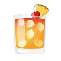 mai Tai cóctel decorado con Cereza y piña. vector