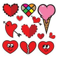 Collection of heart icons for valentines day. Vector illustration.