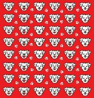 seamless cute dog and paw pattern vector