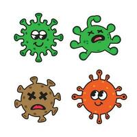 dibujos animados virus personaje colocar. coronavirus 2019-nCoV, SARS-CoV-2, SARS-CoV-2, SARS-CoV-2. vector