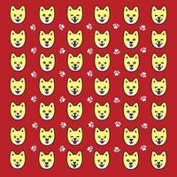 seamless cute dog and paw pattern vector