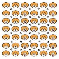 seamless cute dog and paw pattern vector