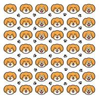 seamless cute dog and paw pattern vector