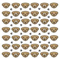 seamless cute dog and paw pattern vector