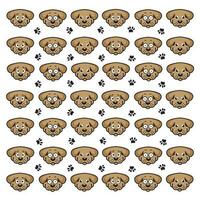 seamless cute dog and paw pattern vector